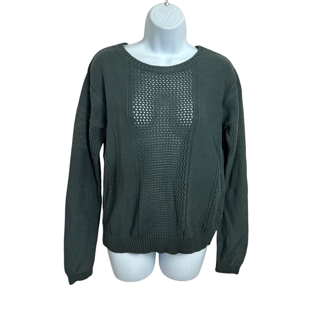 Rubbish Green Semi Open Knit Sweater Sz M Pullover Long-Sleeve Coastal Top - Picture 8 of 8